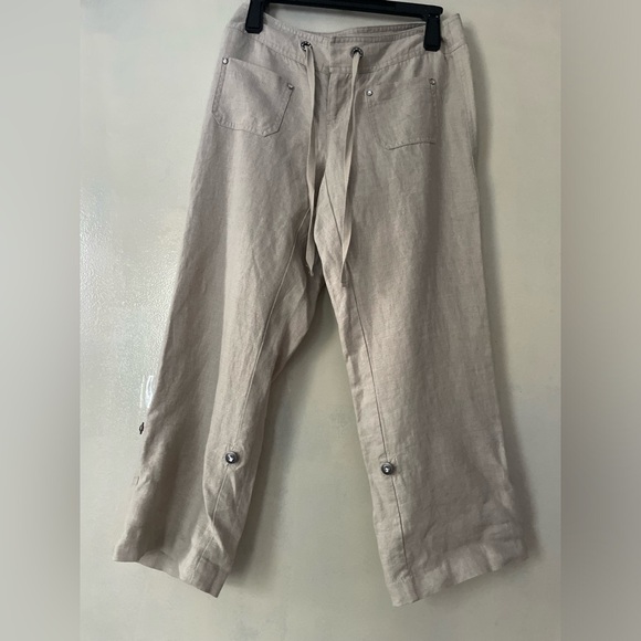 INC 100% Linen Capri pants women’s size 4 bejeweled cargo y2k - Picture 5 of 10